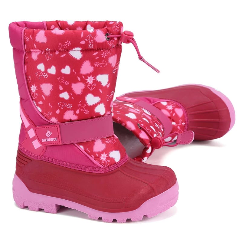 CIOR Kids Snow Boots for Boys Girls Toddler Winter Outdoor Boots Waterproof with Fur Lined(Toddler/Little Kids) Love Pink-25/26 - Image 2